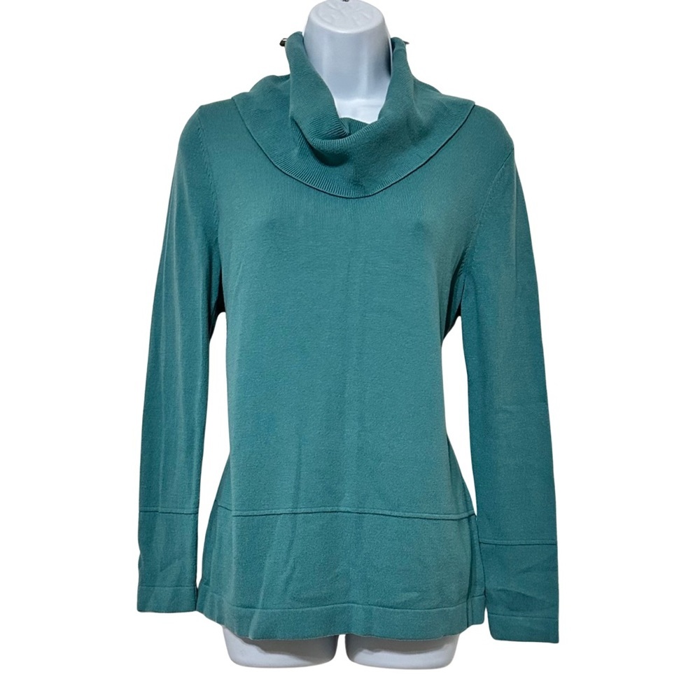 LOFT Teal/Seafoam Cowl Neck Knit Sweater Women’s Long Sleeve Pullover Sz Medium